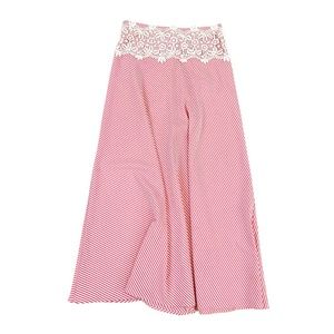 Upcycled Pink Seersucker and Lace Maxi Skirt